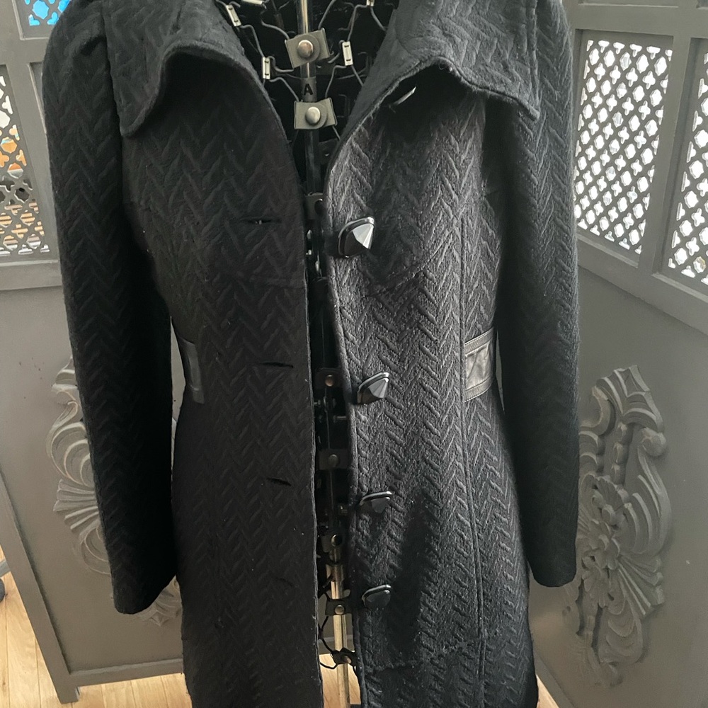 BLACK MACKAGE Stand Collar Jacquard Walking Coat